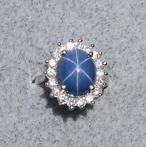 Vintage Signed Linde Lindy CRNFLWR Blue Star Sapphire Created Rhodium