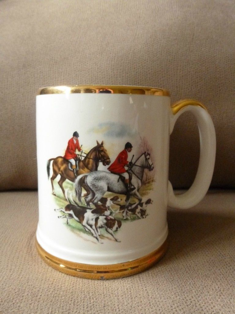 Lord Nelson Pottery England Equestrian Mug Stein Horses Hounds