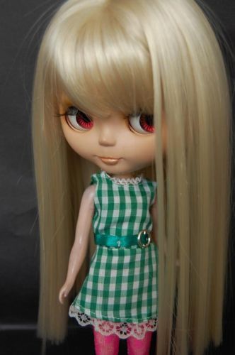 Blonde Straight Long Hair Wig Bangs for 12 Blythe Doll