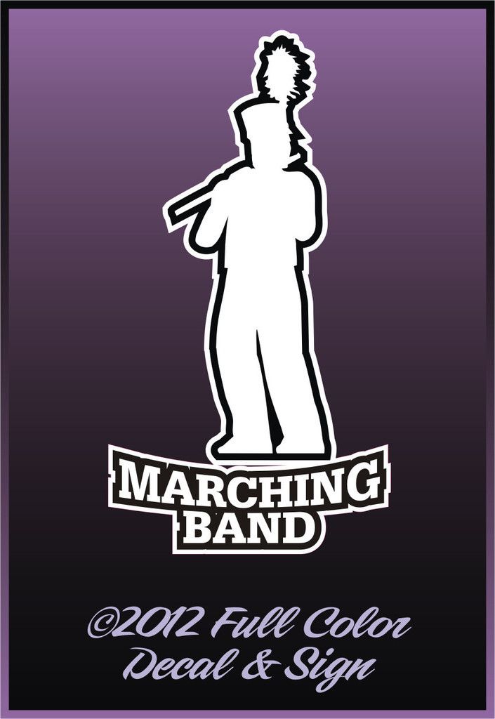 Marching Band Flute 3 3 x 6 Black White Easy to Apply Decal Ships