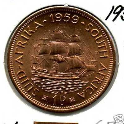 South Africa Coin   1959 1d KM 46   UNC
