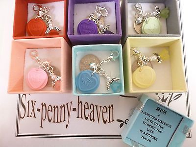 DAY BIRTHDAY lucky sixpence coin love hearts angel charms gift boxed