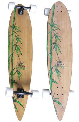 KROWN EXOTIC BAMBOO LONGBOARD Pintail Skateboard 9 in x 43 in PIN TAIL