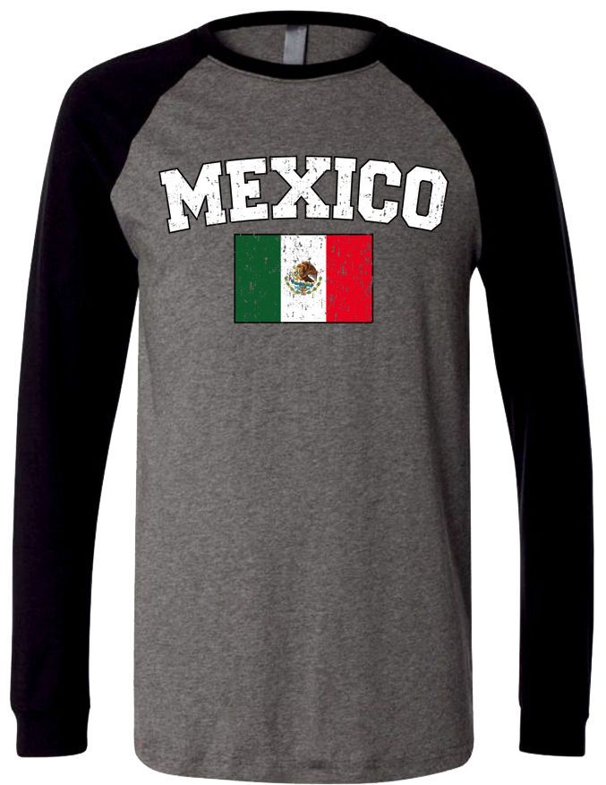 Country Flag Mens Raglan T Shirt Baseball Tee Mexican World Cup Soccer