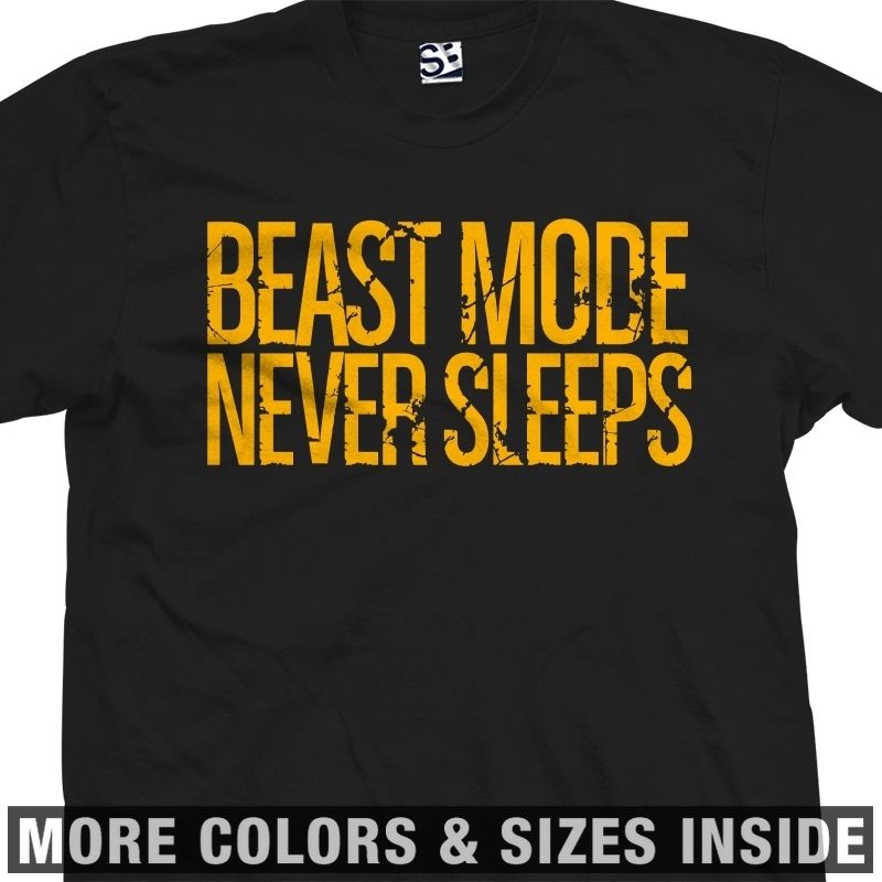 Beast Mode Never Sleeps Distressed Sports Training Workout T Shirt