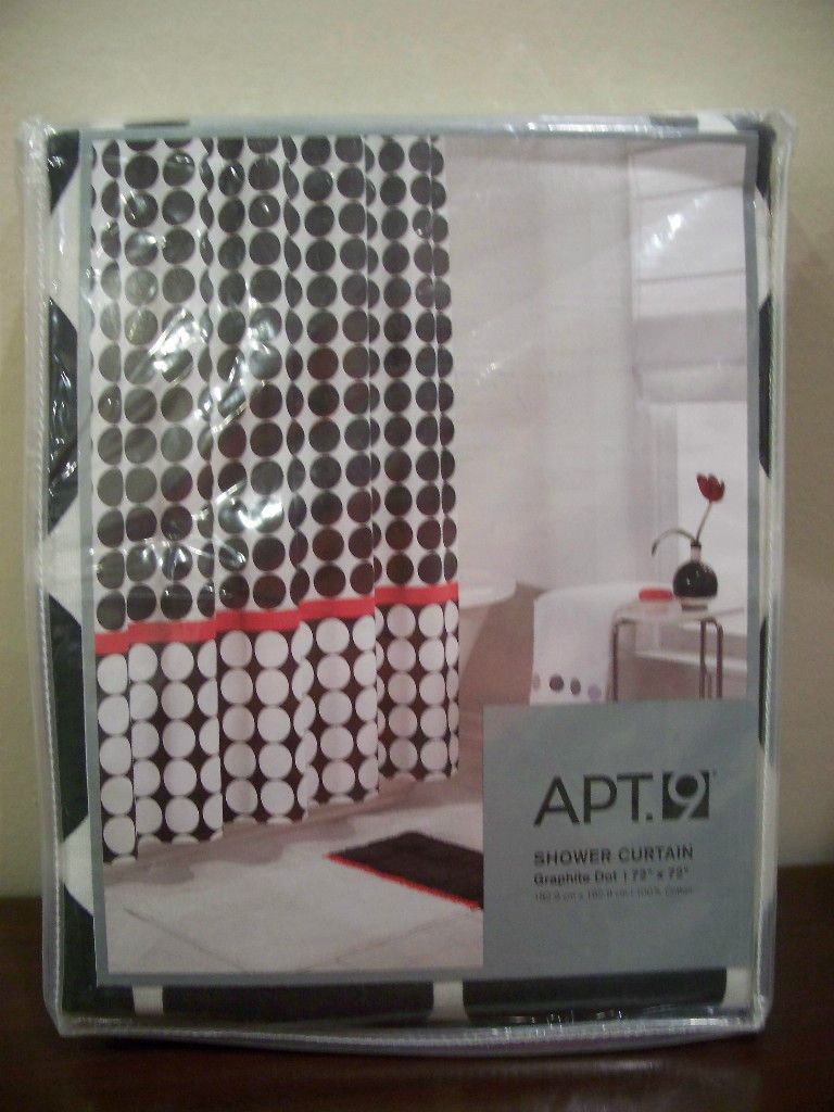 NEW RED WHITE BLACK DOTS FABRIC SHOWER CURTAIN RETRO