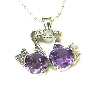 Swank round purple amethyst CZ Crystal Necklace Pendant