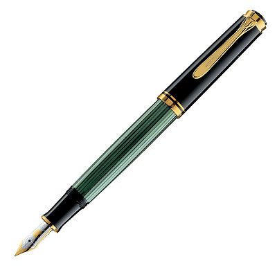 Pelikan Souveran M400 Fountain Pen, Black Green, 14k Medium Nib