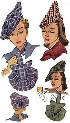 H1318   1940s Ladies Hats and Purses Sewing Pattern   Historical