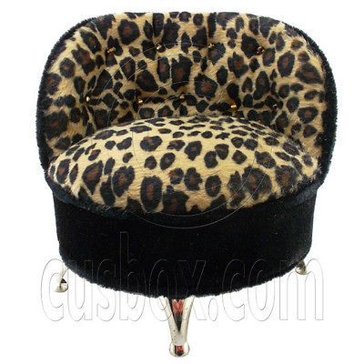 Cheetah Oval Sofa Chair Jewelry Box 16 Barbie Dolls House Dollhouse