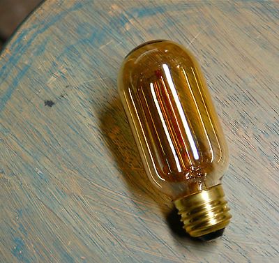 LOT 4 Radio Style Light Bulbs Tubular Smoked Amber Glass Vintage