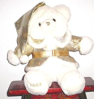 2003  CHRISTMAS Snowflake TEDDY BEAR White Boy 20 Gold Outfit