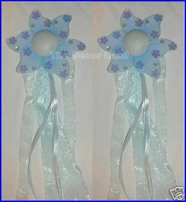 BLUE Daisies Flower Curtain Holder TieBacks Nursery Baby Girls Room