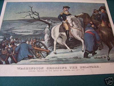 Currier & Ives Print   Washington Crossing Delaware BOG2