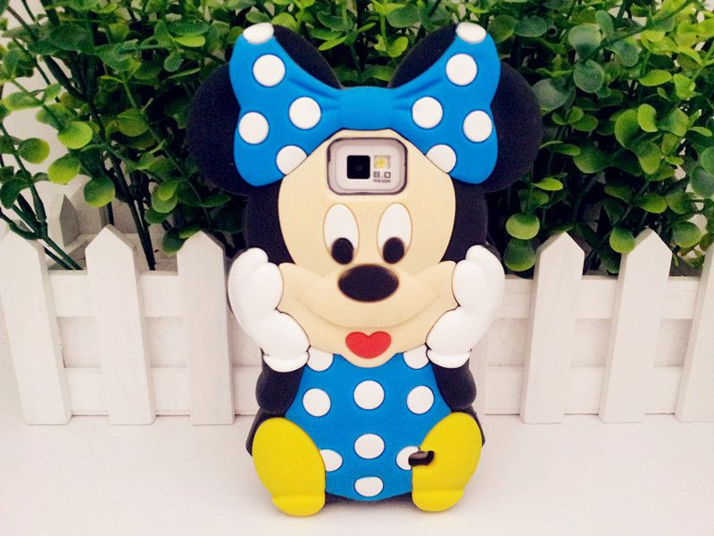 3D Disney Blue Minnie Mouse Rubber Case Cover For Samsung Galaxy S2