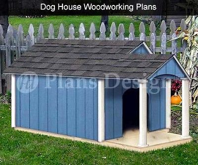 Dog House Plans, Gable Twin Roof Style with Porch, 90305T, Size up to