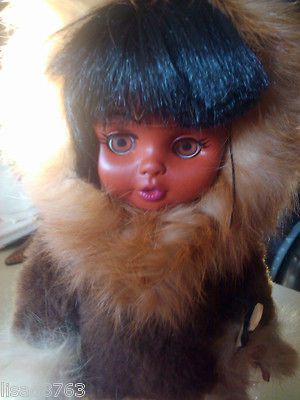 Vintage Eskimo Indian Carlson Doll Fur Trim Soft Leather Leggings 11 1