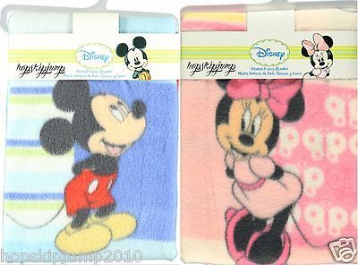 Disney MICKEY MOUSE or MINNIE MOUSE Fleece Baby Blanket ~ NWT