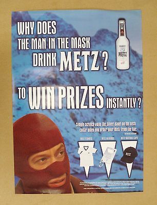 METZ BACARDI MAN IN THE MASK PUB HOME BAR ADVERTISING POSTER USED