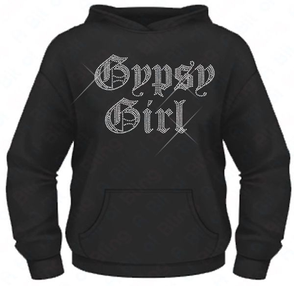 Ladies Diamante / Rhinestone Embellished Gypsy Girl hoodie XS XXL