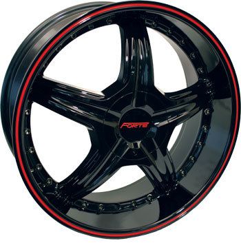 F45 Redrum Black w Red Stripe Ford Mustang Eclipse Wheels Rims